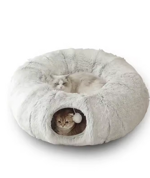 2-in-1 Rond Kattenbed en Kattentunnel – Comfort en Speelplezier in Één
