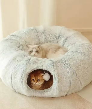 2-in-1 Rond Kattenbed en Kattentunnel – Comfort en Speelplezier in Één