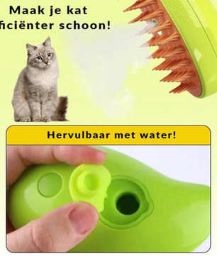 3-in-1 Stoomborstel voor Katten en Honden – Verzorging, Massage & Vachtverzorging