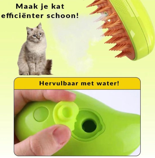 3-in-1 Stoomborstel voor Katten en Honden – Verzorging, Massage & Vachtverzorging