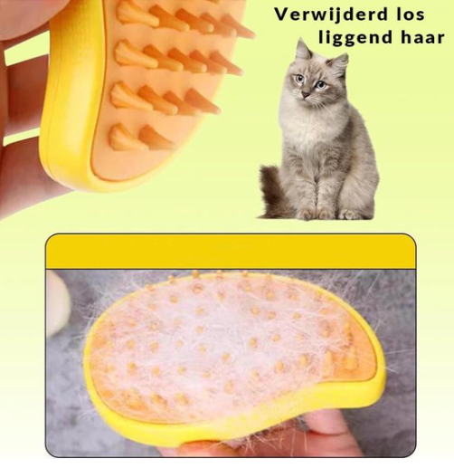 3-in-1 Stoomborstel voor Katten en Honden – Verzorging, Massage & Vachtverzorging