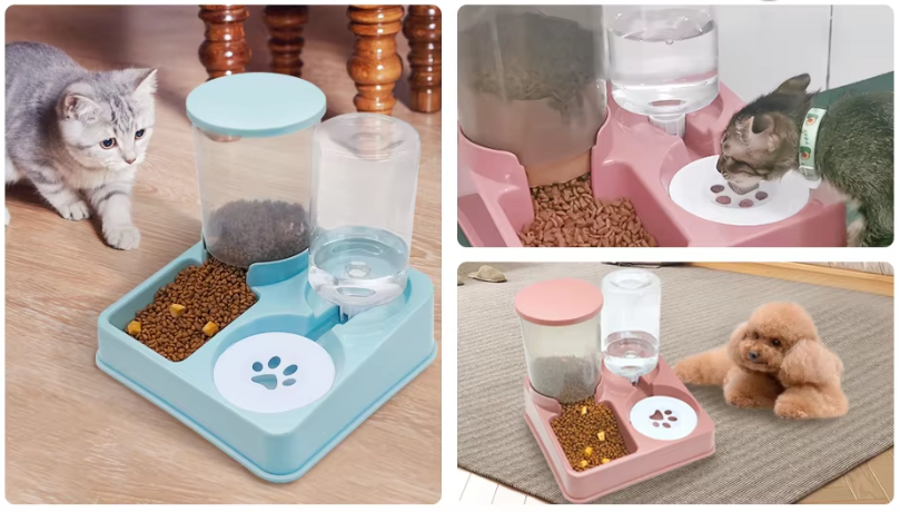 2-in-1 Automatische Water- en Voederset voor Katten en Kleine Huisdieren