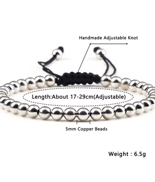 Verstelbare Koperen Kralen Armband – Handgemaakte Armband voor Mannen en Vrouwen