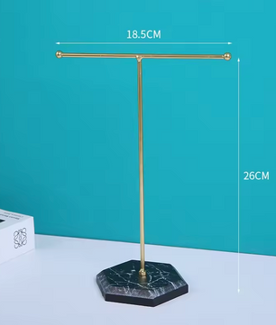 Elegante Sieradenhouder met Marmeren Patroon – Stijlvolle T-vormige Houder