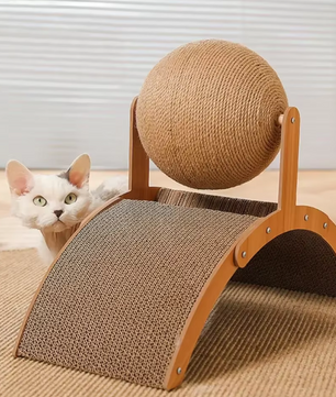 2-in-1 Katten Krab Bal en Krabber – Duurzaam Sisal Krasplank Speelgoed voor Katten