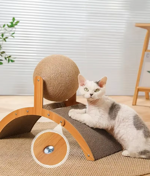 2-in-1 Katten Krab Bal en Krabber – Duurzaam Sisal Krasplank Speelgoed voor Katten