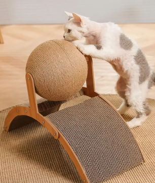 2-in-1 Katten Krab Bal en Krabber – Duurzaam Sisal Krasplank Speelgoed voor Katten