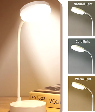LED Bureaulamp Wit – 3 Niveaus Dimbare Draadloze Touch Lamp
