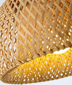 Boho Plafondlamp - Natuurlijke Bamboe en Rotan Plafondlamp - Handgeweven Designlamp