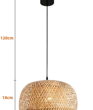 Boho Plafondlamp - Natuurlijke Bamboe en Rotan Plafondlamp - Handgeweven Designlamp