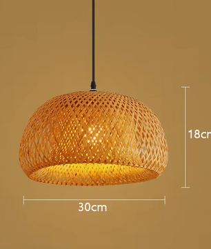 Boho Plafondlamp - Natuurlijke Bamboe en Rotan Plafondlamp - Handgeweven Designlamp