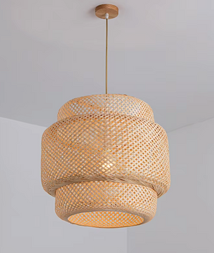 Boho Plafondlamp - Bamboe en Rotan Plafondlamp - Handgeweven Designlamp