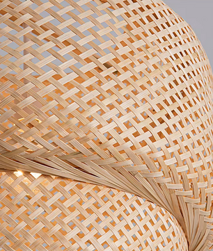 Boho Plafondlamp - Bamboe en Rotan Plafondlamp - Handgeweven Designlamp