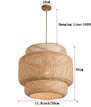 Boho Plafondlamp - Bamboe en Rotan Plafondlamp - Handgeweven Designlamp
