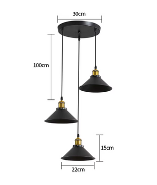 LumaLight 3-Lichts Vintage Industriële Hanglamp