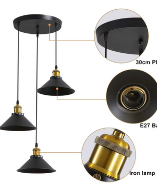 LumaLight 3-Lichts Vintage Industriële Hanglamp