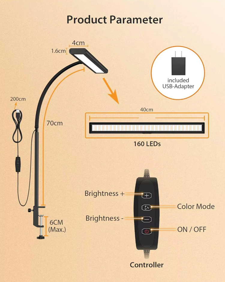 LED-bureaulamp voor Kantoor en Thuis – Afstandsbediening – 3000K tot 6000K