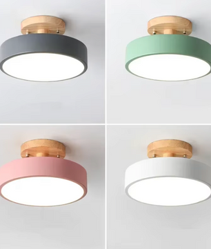 Aurora Plafondlamp – Scandinavische Stijl met Houten Plafond Plaat