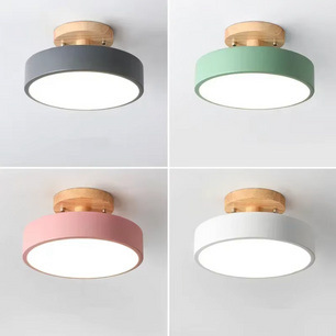 Aurora Plafondlamp – Scandinavische Stijl met Houten Plafond Plaat