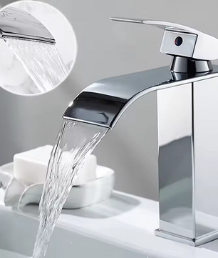 Waterval Wastafelkraan – Luxe Roestvrij Stalen Kraan voor Warm en Koud Water