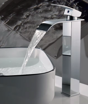 Waterval Wastafelkraan – Luxe Roestvrij Stalen Kraan voor Warm en Koud Water