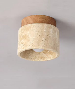 Inase Wabi-Sabi Plafondlamp van Travertijn en Hout