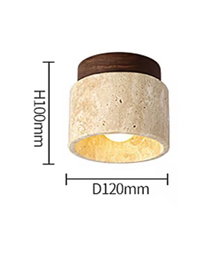 Inase Wabi-Sabi Plafondlamp van Travertijn en Hout