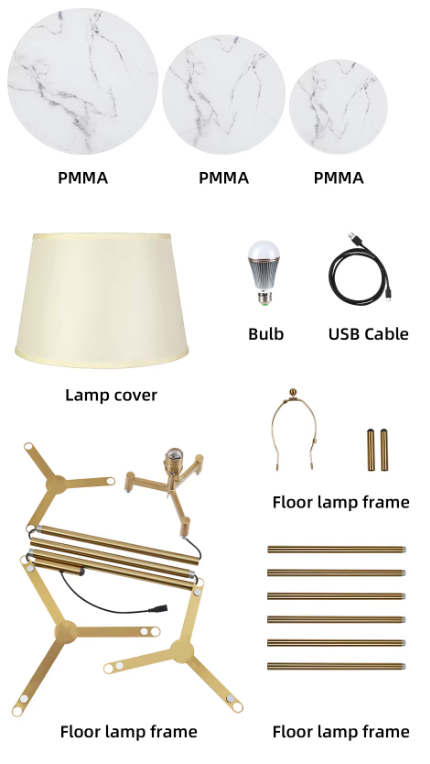 Luvodi Moderne Driepoot LED Vloerlamp – Stijlvolle Staande Lamp met Opslagplanken