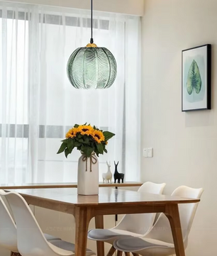George Glazen Hanglamp met Bladpatroon