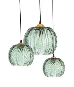 George Glazen Hanglamp met Bladpatroon