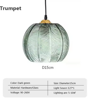 George Glazen Hanglamp met Bladpatroon