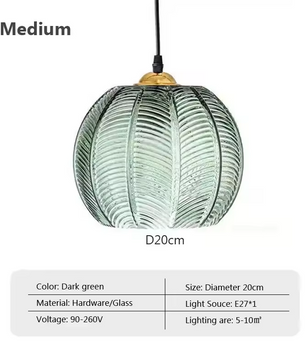 George Glazen Hanglamp met Bladpatroon