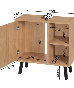 Vrijstaande Wastafelkast Licht Eiken – 60x30x60.5cm