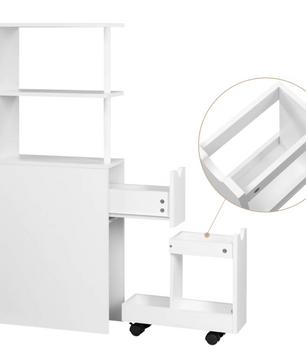 Witte Badkamer Niskast met Lade en Wielen – 45x19x113cm