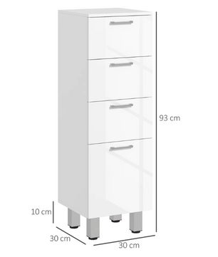 Kleankin Badkamerkast Wit – 4 Laden