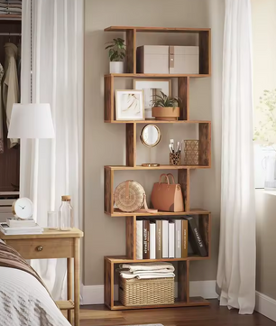 Boekenkast met 6 Niveaus in Vintage Bruin – 70x24x190,5cm