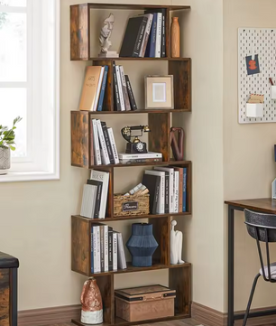 Boekenkast met 6 Niveaus in Vintage Bruin – 70x24x190,5cm
