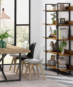 Industriële Boekenkast George – Vintage Hout 105x33,5x180cm