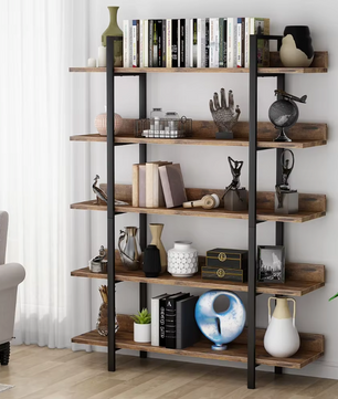 Industriële Boekenkast George – Vintage Hout 105x33,5x180cm