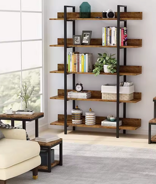 Industriële Boekenkast George – Vintage Hout 105x33,5x180cm
