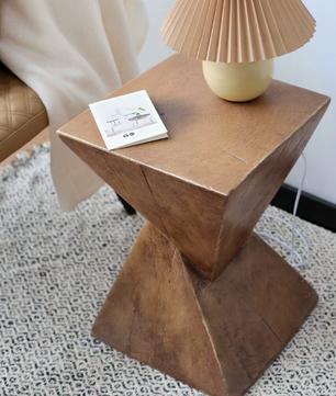 Zandloper Bijzettafel Hout-look van Lichtgewicht Beton