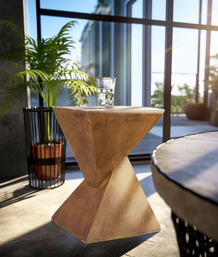 Zandloper Bijzettafel Hout-look van Lichtgewicht Beton