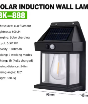 Buiten Zonne-energie Wandlamp met Bewegingssensor – Waterdichte Tuinlamp