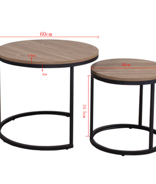 2-Delige Nordic Salontafel Set – Metaal en Eikenhout