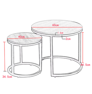 2-Delige Marmeren Textuur Salontafel Set – Goud en Wit