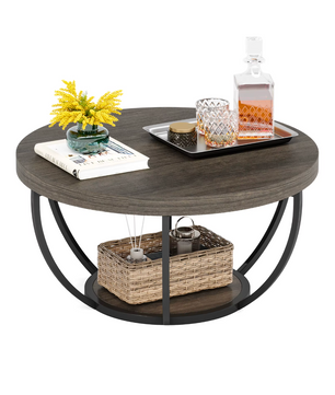2-Laags Ronde Salontafel – Industriële Stijl