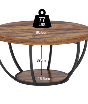 2-Laags Ronde Salontafel – Industriële Stijl