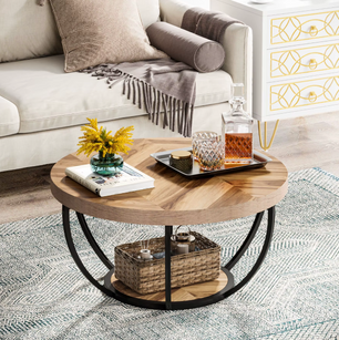 2-Laags Ronde Salontafel – Industriële Stijl