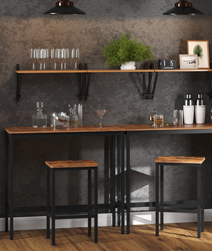Industriële Bartafelset met 2 Barkrukken – Vintage Houtlook