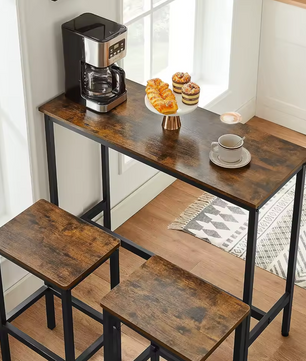 Industriële Bartafelset met 2 Barkrukken – Vintage Houtlook